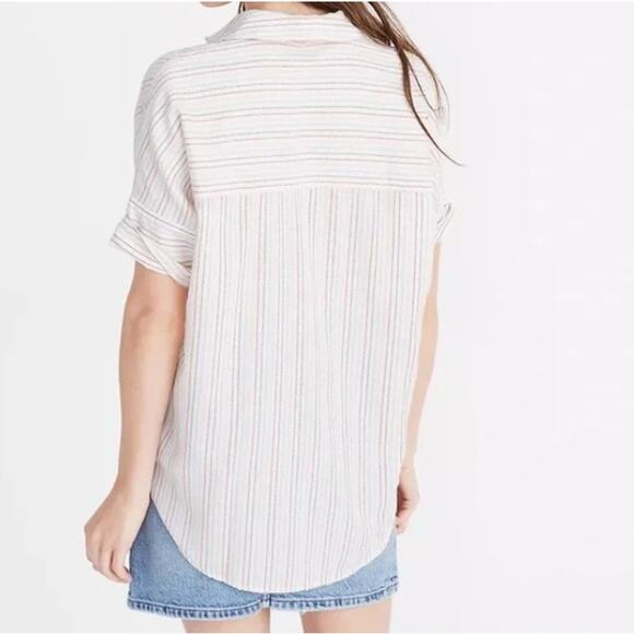 Madewell Courier Stitched Rainbow Striped Shirt, Size M - Picture 2 of 10
